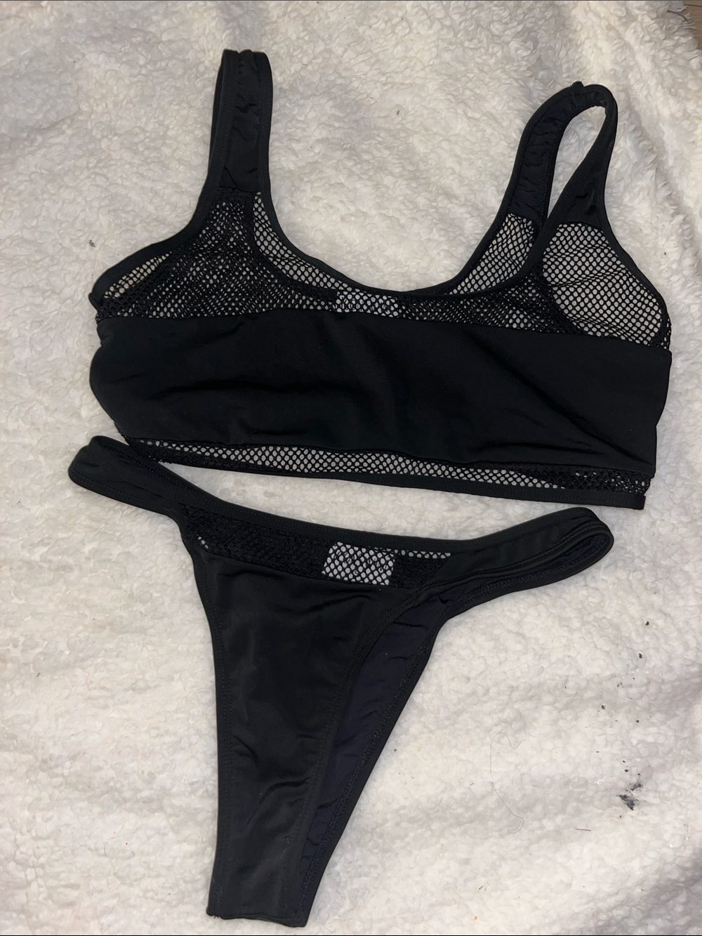 Black Mesh Two-Piece Bikini Set